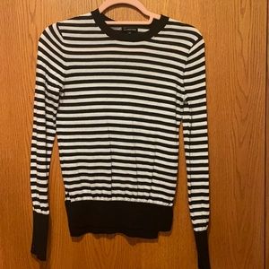 Black and white striped pullover sweater